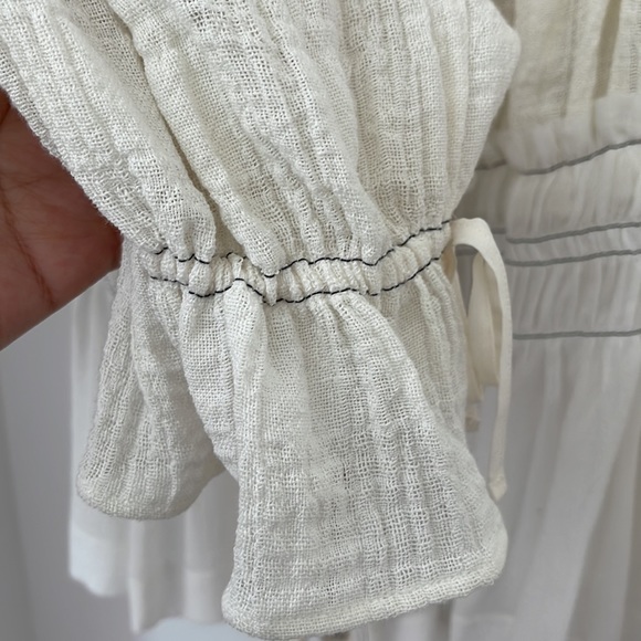 Altuzarra Bone Linen distressed billowy sleeve button up jacket blouse - Picture 7 of 12